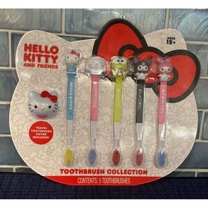 NEW Hello Kitty and Friends 5 Pack Toothbrush Collection + Travel‎ Cover Sealed